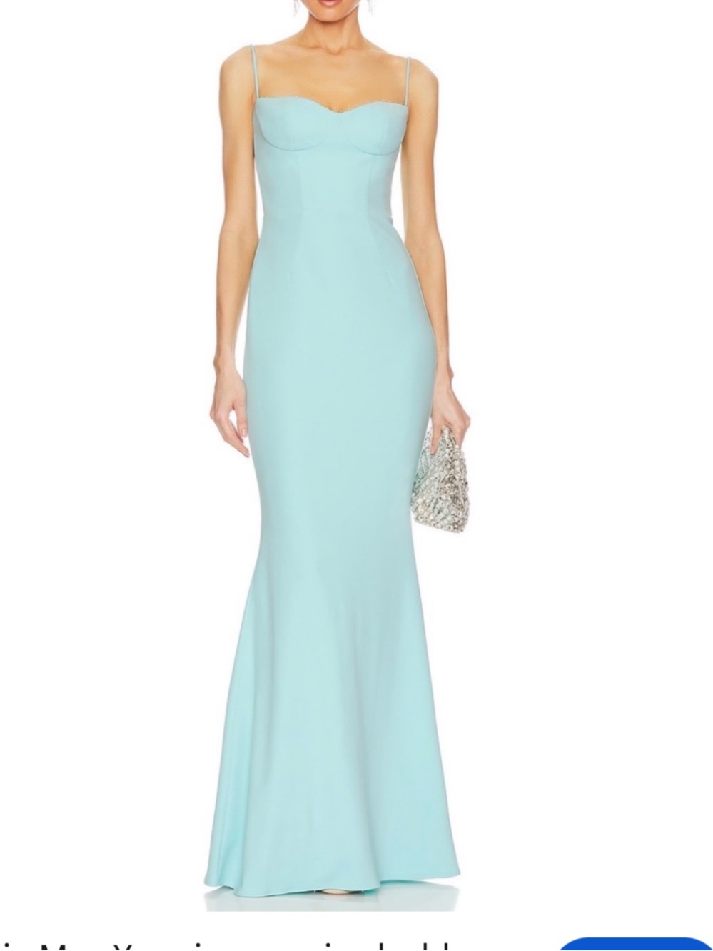 Katie May XS Elegant Mint Blue Spaghetti-Strap Evening Gown look pics